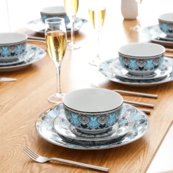 Tafelservice VEWEET, 18 Teiliges Geschirrset Aus Porzellan, AUDRIE Serie, Mit Je 6 Müslischale, Dessertteller Und Flachteller Für 6 Personen -Küchenbedarf Laden 9fa6f1d127266dfc1c9b20621d611da1