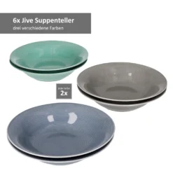 24tlg Geschirrset Jive 6Pers Kaffeebecher Suppenteller Kuchenteller Speiseteller Porzellan Bunt -Küchenbedarf Laden a18a5e13d4c7bd733bd70fad85307fa6