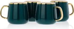 HowHomely Kaffeeservice Keramik 4 Personen - Teeservice 10-tlg. - Grün-Gold -Küchenbedarf Laden a1e47692e3c41fc333206f6c9d7e7220