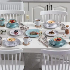 Tafelservice Steingut, Vancasso VINE Ess Geschirrset, 32-teiliges Kombiservice Mit Je 8 Speisetellern, Kuchentellern, Schalen Und Tassen Für 8 Personen, Geprägte Liane -Küchenbedarf Laden a2111657671e4d854d457bcbf7e8c97e