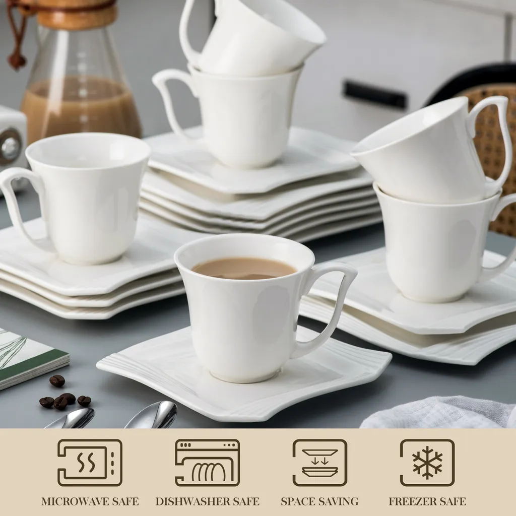 MALACASA, Serie Amparo, 36 teilig Set Cremeweiß Porzellan Kaffeeservice Dessertteller Kaffeetasse mit Untertasse MALACASA, Serie Amparo, 36 Teilig Set Cremeweiß Porzellan Kaffeeservice Dessertteller Kaffeetasse Mit Untertasse -Küchenbedarf Laden a5dbb72af98f894549c593e77669849b