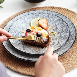 Vancasso, Haruka Porzellan Geschirrservice, 32-teilig Rund Kombiservice Geschirrset Tafelservice Für 8 Personen, Schwarz -Küchenbedarf Laden a75c1b92dec1377fdcd959398f7af9c0