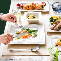 MALACASA, Serie Mario, Cremeweiß Porzellan Tafelservice 28 Tlg. Set Geschirrset Kombiservice Mit Dessertteller, Speiseteller, Suppenteller, Müslischalen, Servierplatte, Salz- Und Pfefferdosen -Küchenbedarf Laden a7960fbc52169e48c6f882fc96db8d3c