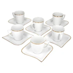 30tlg Geschirrset Silverline Kombi 6Pers Gold Kaffee Unterteller Kuchen/Speiseteller Suppenschale -Küchenbedarf Laden a895b13acad85ab372bd53c59649f0ed