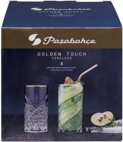 Pasabahce Timeless Golden Touch 4tlg Trinkglas Glas Tumbler 450ml 52800 -Küchenbedarf Laden a97f8e2ea01400069f238c59bb634c03