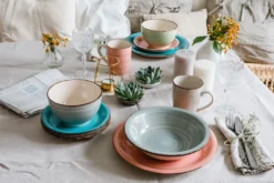 Mäser 931492 Lumaca Frühstück-Service Für 6 Personen Im Vintage Look, Handbemalte Keramik, Steingut, Rauchblau, 18-teilig (1 Set) -Küchenbedarf Laden aea752487de15212f2af86d2c6dc8692