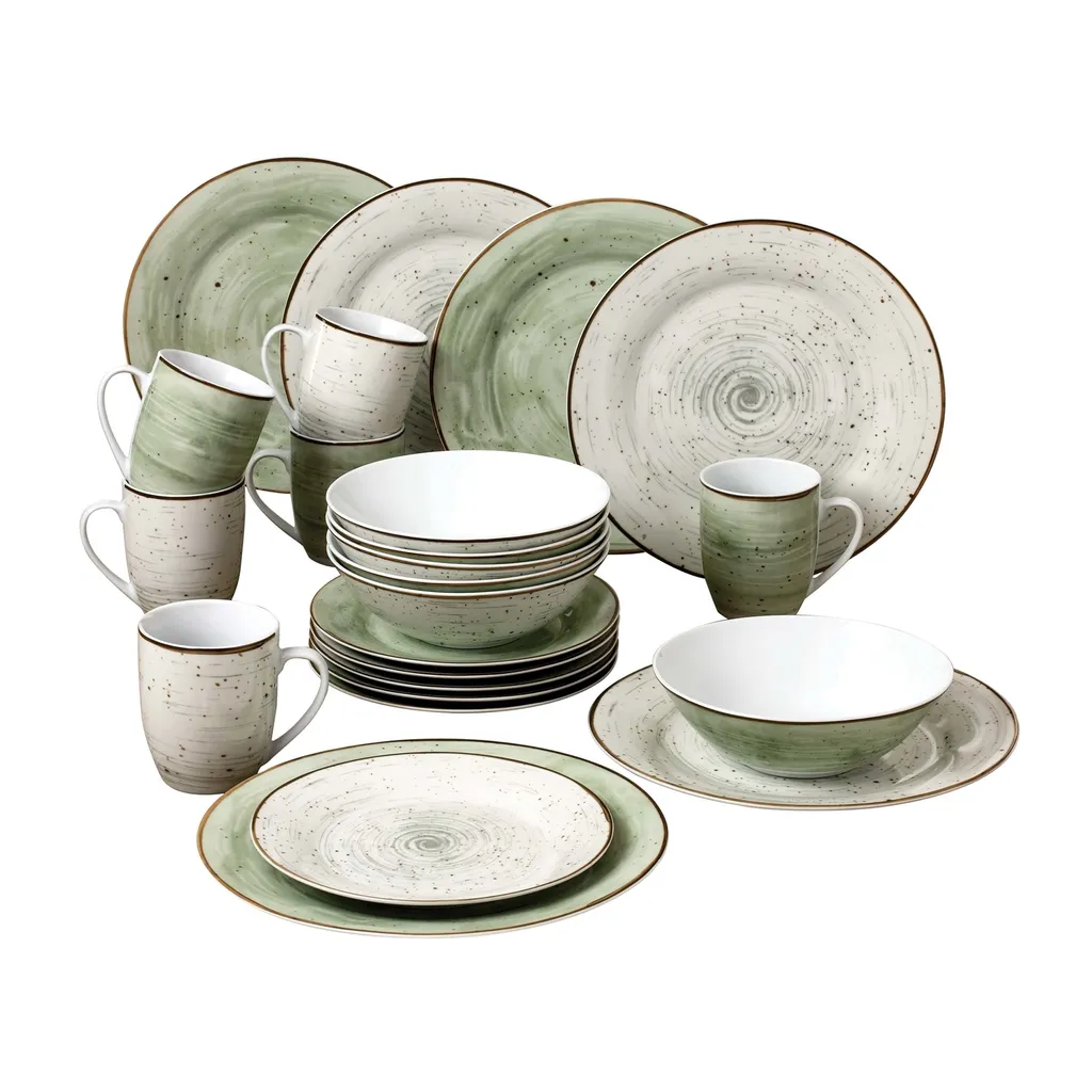 WELLCO Kombiservice Pur 24teilig grün/grau WELLCO Kombiservice Pur 24teilig Grün/grau -Küchenbedarf Laden b0b1900e268e5533618a79e896b614b4