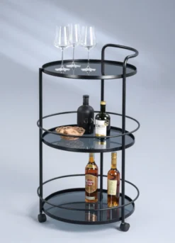 Beistellwagen Toledo - Metall, Glas - Auf Rollen - D=50cm -Küchenbedarf Laden b16d3058542053e9d913c9755937d428