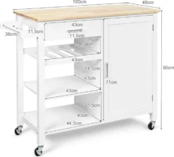 COSTWAY Küchenwagen Auf Rollen, Kücheninsel Mit Schublade, Weinregal, Offene Regale & Handtuchhalter, Platzsparender Servierwagen, Für Küche, Esszimmer, Bar, Weiß -Küchenbedarf Laden b3b734fc4f13120898a051c52c8cf395