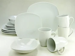 CreaTable 13915 Kombiservice Square Für 4 Personen, Porzellan, Weiß (1 Set, 16-teilig) -Küchenbedarf Laden b548ad45295bbbee8962aec5fbb9b8fc