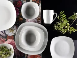 CreaTable 13915 Kombiservice Square Für 4 Personen, Porzellan, Weiß (1 Set, 16-teilig) -Küchenbedarf Laden ba612727f5be9c6f71b0f21b39280a26