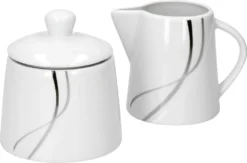 Van Well Kombiservice Silver Night 62-tlg 6 Personen, Tafel + Kaffee + Zubehör, Linien-Dekor -Küchenbedarf Laden bab90bed9bb372e13ab0e12a2c6855e2