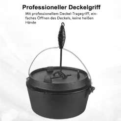 Mucola Gusseisen Feuertopf Gusstopf Inkl. Deckelgriff 2in1 Kochtopf & Pfanne 9,0L Dutch Oven Potjie Camping Kochgeschirr -Küchenbedarf Laden bbdfadb88546062c5edd22abc6c17535