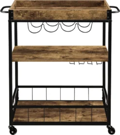 Servierwagen Barwagen Mit Flaschen- Und Glashalter Beistellwagen Allzweckwagen Rollwagen Schwarz/holzfarben [en.casa] -Küchenbedarf Laden bd71a3464a627e97bead416f85ebd543