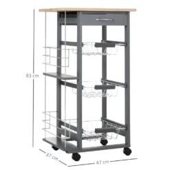 HOMCOM Küchenwagen Auf Rädern, Rollwagen Mit 2 Regalen, Servierwagen, Bastelwagen Mit Arbeitsplatte Und Gewürzregal, Rollregal Für Küche, Esszimmer, Kiefernholz, Grau, 47 X 37 X 83 Cm 8 HOMCOM Küchenwagen Auf Rädern, Rollwagen Mit 2 Regalen, Servierwagen, Bastelwagen Mit Arbeitsplatte Und Gewürzregal, Rollregal Für Küche, Esszimmer, Kiefernholz, Grau, 47 X 37 X 83 Cm -Küchenbedarf Laden bfd9870aa5f30986e68f19eb735c3096