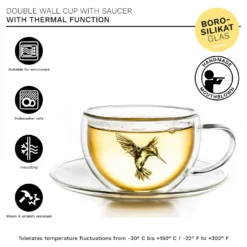 Creano 6er-Set Thermo-Tasses "Hummi" Für Tee/Latte Macchiato, Doppelwandig, Mit Kolibri-Muster | 250ml In Exklusiver Geschenkpackung -Küchenbedarf Laden c0f9100687b6b7f1e8a6e4379c61a52c