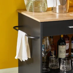 SoBuy FKW113-SCH Servierwagen Küchenwagen Kücheninsel Küchenschrank Rollwagen Mikrowellenschrank Küchenrollwagen Schwarz BHT Ca.: 82x88x46cm -Küchenbedarf Laden c2292faf46d8a92fafb7247fdef092e7