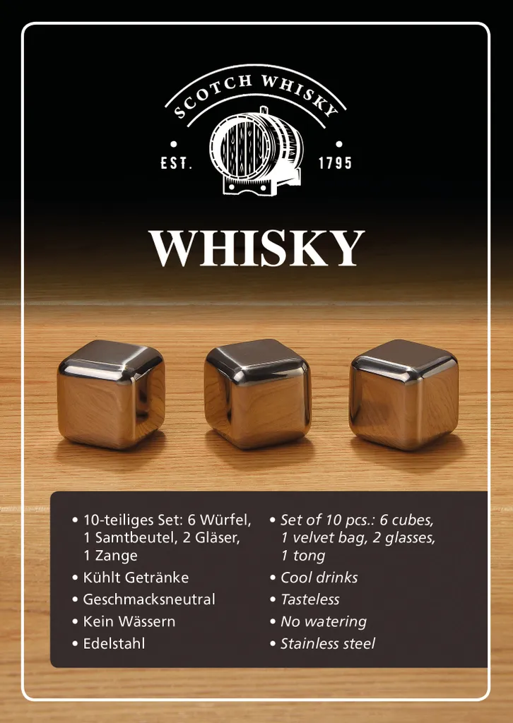 Whisky Geschenk-Set mit 2 Gläsern, Eiswürfeln aus Edelstahl, Zange, Samtbeutel in einer schönen Holzbox Whisky Geschenk-Set Mit 2 Gläsern, Eiswürfeln Aus Edelstahl, Zange, Samtbeutel In Einer Schönen Holzbox -Küchenbedarf Laden c5ae1d537772871b0c96b70aed3fde12