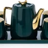 HowHomely Kaffeeservice Keramik 4 Personen - Teeservice 10-tlg. - Grün-Gold -Küchenbedarf Laden c5dbde8a95b741170ce126a29faa937e