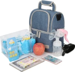 Muttermilch-Kühltasche Mit Kühlakkus, Doppellagig, Passend Für 3 Flaschen, Bis Zu 255 Ml, Für Stillen, Muttermilch, Pumpbeutel, Rucksack ,Denim Blue -Küchenbedarf Laden c6594202786d1af8ec375807fd2fa80e
