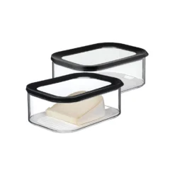 Mepal MODULA Käsedose Aufschnittdose 2000 Ml 2er Set Schwarz