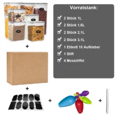 Lospitch 8er Set Vorratsdosen Müsli Behälter Mehl Nudel Schüttdose Pasta Lebensmittel 6 Lospitch 8er Set Vorratsdosen Müsli Behälter Mehl Nudel Schüttdose Pasta Lebensmittel -Küchenbedarf Laden c777d4a74b1335415c4b86cbb1e7d152