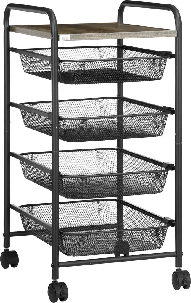 HOMCOM Rollwagen, Küchenwagen mit 4 Körben, Aufbewahrungsregal mit Rollen, Haushaltregal, Servierwagen für Schlafzimmer, Wohnzimmer, Stahl, Schwarz, 41,5 x 31 x 66 cm HOMCOM Rollwagen, Küchenwagen Mit 4 Körben, Aufbewahrungsregal Mit Rollen, Haushaltregal, Servierwagen Für Schlafzimmer, Wohnzimmer, Stahl, Schwarz, 41,5 X 31 X 66 Cm -Küchenbedarf Laden cba5d0a07f8ff4f719bc59a9f7abcc28