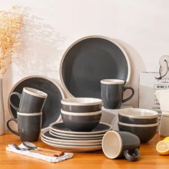 Tafelservice, Vancasso SEESAMI 16-teiliges Kombiservice Aus Steinzeug, Geschirrset Im Modernen Aussehen Für 4 Personen -Küchenbedarf Laden cfab4e3eef1a71988f7e91011bbd7938