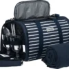 Anndora Picknick Kühltasche + Decke + Zubehör - Blau Weiß Gestreift - Blau -Küchenbedarf Laden cfb5bc61318868132a6244eb562608c7