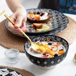 Vancasso, Haruka Porzellan Geschirrservice, 32-teilig Rund Kombiservice Geschirrset Tafelservice Für 8 Personen, Schwarz -Küchenbedarf Laden d25436453e6773f40d029f51c54961e7