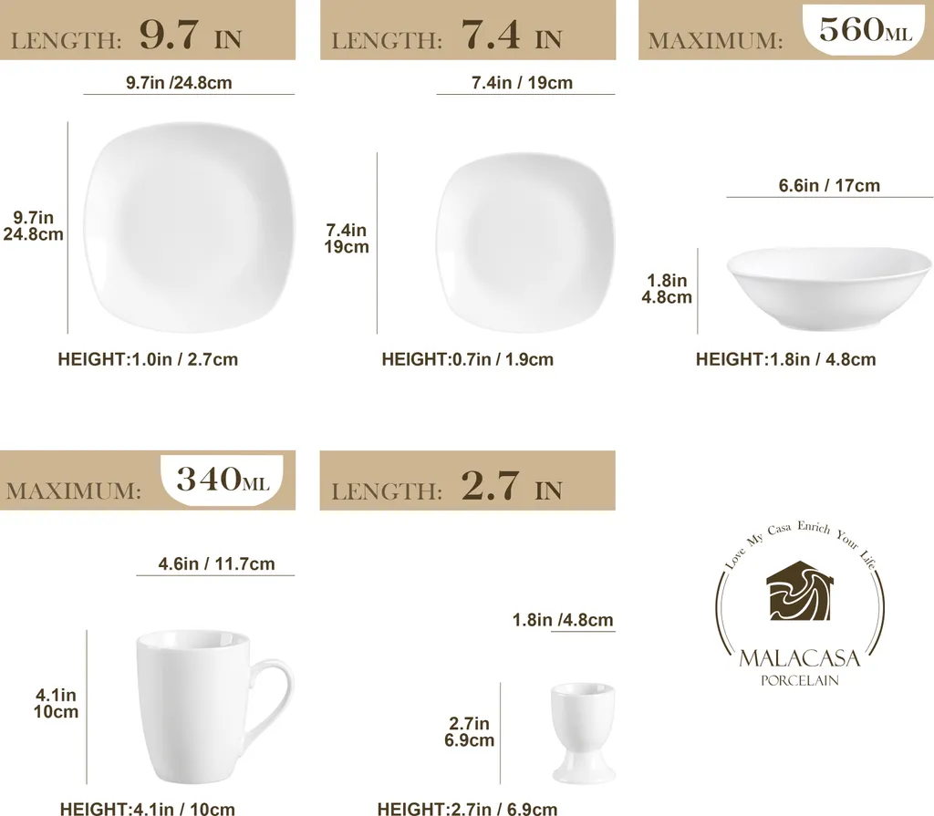 MALACASA, Serie Elisa, 40 teilig Set Porzellan Tafelservice Kombiservice Geschirrset mit Dessertteller, Speiseteller, Müslischalen, Eierbecher, Becher für 8 Personen MALACASA, Serie Elisa, 40 Teilig Set Porzellan Tafelservice Kombiservice Geschirrset Mit Dessertteller, Speiseteller, Müslischalen, Eierbecher, Becher Für 8 Personen -Küchenbedarf Laden d7008611990b88a1221de2c911db025c