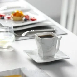 MALACASA, Serie Flora, 30 Tlg. Marmor Porzellan Geschirrset Kombiservice Tafelservice Mit Je 6 Kaffeetassen, 6 Untertassen, 6 Dessertteller, 6 Suppenteller Und 6 Flachteller -Küchenbedarf Laden d73110e346e754822c6745856daa939e