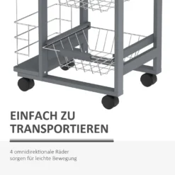 HOMCOM Küchenwagen Auf Rädern, Rollwagen Mit 2 Regalen, Servierwagen, Bastelwagen Mit Arbeitsplatte Und Gewürzregal, Rollregal Für Küche, Esszimmer, Kiefernholz, Grau, 47 X 37 X 83 Cm 11 HOMCOM Küchenwagen Auf Rädern, Rollwagen Mit 2 Regalen, Servierwagen, Bastelwagen Mit Arbeitsplatte Und Gewürzregal, Rollregal Für Küche, Esszimmer, Kiefernholz, Grau, 47 X 37 X 83 Cm -Küchenbedarf Laden d783bc5b7c1939ef94e37a43dbefec9b