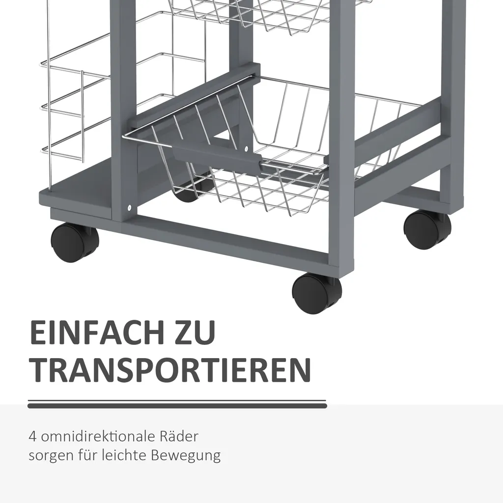 HOMCOM Küchenwagen auf Rädern, Rollwagen mit 2 Regalen, Servierwagen, Bastelwagen mit Arbeitsplatte und Gewürzregal, Rollregal für Küche, Esszimmer, Kiefernholz, Grau, 47 x 37 x 83 cm HOMCOM Küchenwagen Auf Rädern, Rollwagen Mit 2 Regalen, Servierwagen, Bastelwagen Mit Arbeitsplatte Und Gewürzregal, Rollregal Für Küche, Esszimmer, Kiefernholz, Grau, 47 X 37 X 83 Cm -Küchenbedarf Laden d783bc5b7c1939ef94e37a43dbefec9b
