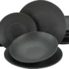 CreaTable 23205 Tafelservice Elements Collection Lava Stone Für 4 Personen, Steinzeug, Schwarz/grau (1 Set, 12-teilig) -Küchenbedarf Laden da273beaf527a45890732504dcede803