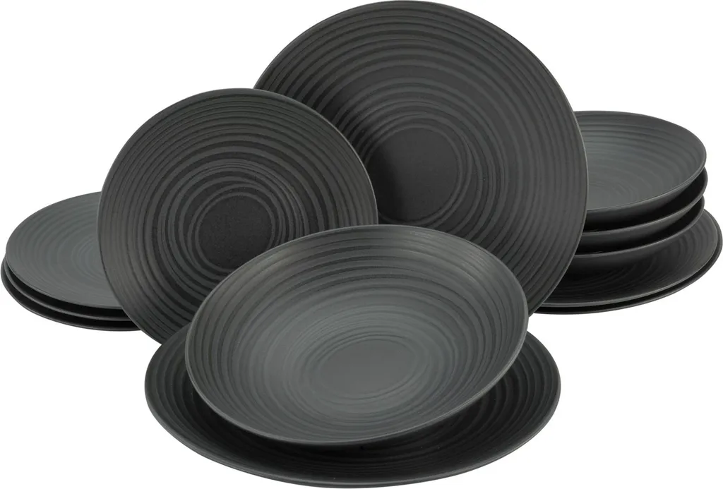 CreaTable 23205 Tafelservice Elements Collection Lava Stone für 4 Personen, Steinzeug, schwarz/grau (1 Set, 12-teilig) CreaTable 23205 Tafelservice Elements Collection Lava Stone Für 4 Personen, Steinzeug, Schwarz/grau (1 Set, 12-teilig) -Küchenbedarf Laden da273beaf527a45890732504dcede803