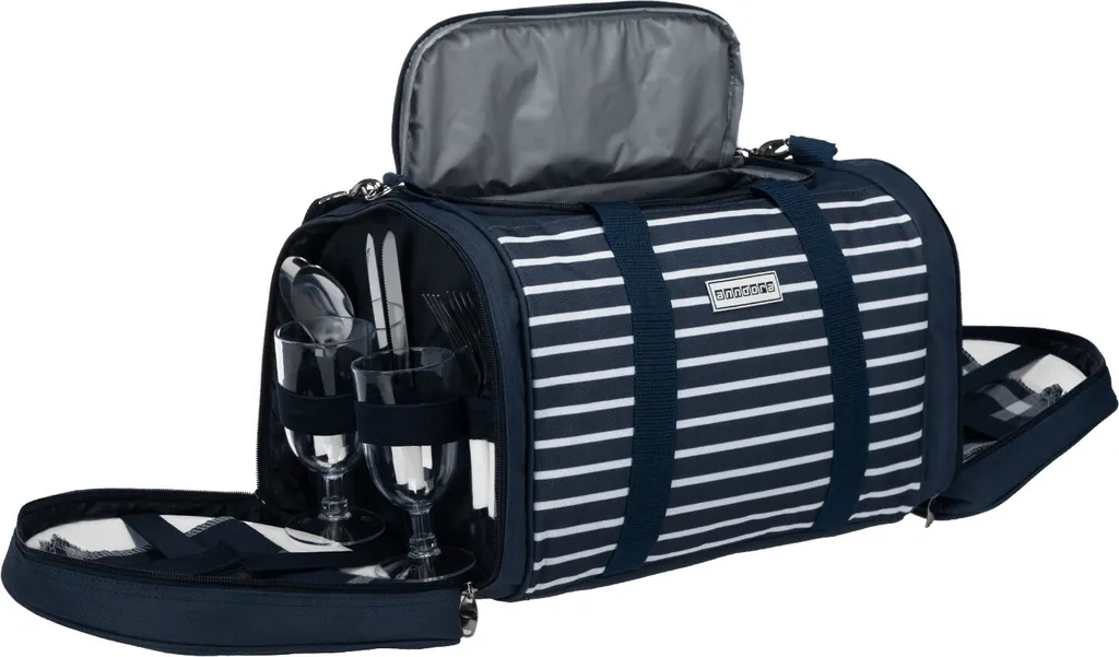 anndora Picknick Kühltasche + Decke + Zubehör - blau weiß gestreift - Blau Anndora Picknick Kühltasche + Decke + Zubehör - Blau Weiß Gestreift - Blau -Küchenbedarf Laden dcd78271bf2dc45200e407102ab350a9