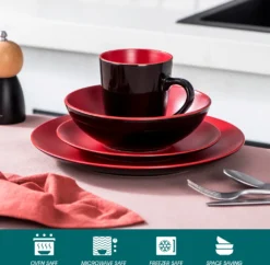 Vancasso Tafelservice Steinzeug, Allegro 16 Teiliges Essgeschirr Kombiservice, Handbemaltes Geschirrset Für 4 Personen, Vintage Rot -Küchenbedarf Laden deee72a0b90b8b5ffad7914fffa5a8f3