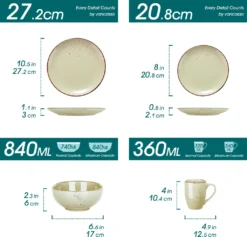Vancasso Tafelservice Set, Navia Geschirrset Aus Steingut, 16 Teilig Kombiservice, Vintage Aussehen, Natur Design -Küchenbedarf Laden e140d494f51fe3de3b760908017345d4