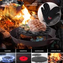 KESSER® Dutch Oven Set In Holzkiste Mit Dutch Oven Mit Viel Zubehör - Gusseisen - Bereits Eingebrannt Mit Kochtopf Grillplatte Pfanne Deckelheber Inkl. Rezeptbuch Handschuhe, Farbe:12-Teilig -Küchenbedarf Laden e1ce6c59436358761d6ac26bf61ef81b