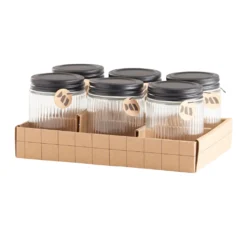 6er Set Vorratsgläser 0,5 L Mit Schraubdeckel Ø9x11 Cm - Schwarz -Küchenbedarf Laden e3534023d259d8468d9a6041c15a21ca