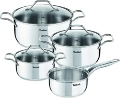 Tefal Intuition Topfset 7-teilig - Kochtöpfe 16 (1,3 L) + 20 (2,9 L) + 24 (4,9 L) Cm Mit Glasdecke, A702A8 -Küchenbedarf Laden e62fe83cf8c50fac7df814592e71b29c