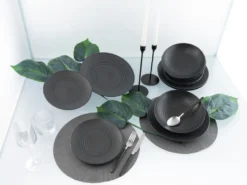 CreaTable 23205 Tafelservice Elements Collection Lava Stone Für 4 Personen, Steinzeug, Schwarz/grau (1 Set, 12-teilig) 7 CreaTable 23205 Tafelservice Elements Collection Lava Stone Für 4 Personen, Steinzeug, Schwarz/grau (1 Set, 12-teilig) -Küchenbedarf Laden e8cc7f4ec7584f39438a2e51d22b872e