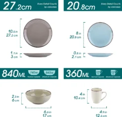 Vancasso Navia Nature 16 Teilig Kombiservice, Geschirrset Aus Steingut In 4 Farbkombi (Erdfarben, Hellblau, Cremefarben, Beige), Vintage Design -Küchenbedarf Laden f0c41325e12e0276a929a9af00ab2c7b