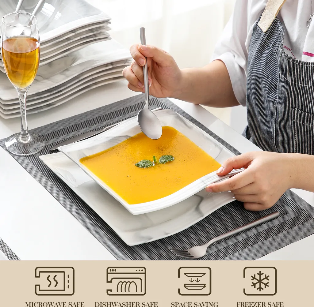 MALACASA, Serie Flora, Marmor Porzellan Tafelservice 12 Teiligen Set Kombiservice Geschirrset mit je 6 Speiseteller und 6 Suppenteller für 6 Personen MALACASA, Serie Flora, Marmor Porzellan Tafelservice 12 Teiligen Set Kombiservice Geschirrset Mit Je 6 Speiseteller Und 6 Suppenteller Für 6 Personen -Küchenbedarf Laden f24680c375189f3132dfac133007cb0a