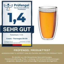 Creano Doppelwandiges Thermoglas 400ml „DG-SH“, Großes Doppelwandglas Aus Borosilikatglas, Doppelwandige Kaffeegläser, Teegläser, Latte Gläser 4er Set -Küchenbedarf Laden f61ad3ee3dba673d42ccd0dd796c0990