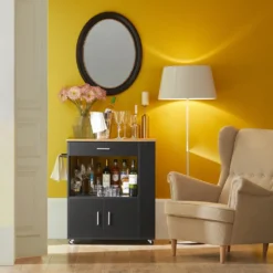 SoBuy FKW113-SCH Servierwagen Küchenwagen Kücheninsel Küchenschrank Rollwagen Mikrowellenschrank Küchenrollwagen Schwarz BHT Ca.: 82x88x46cm -Küchenbedarf Laden f6950fac8f229a6abeb1981d7adf1269