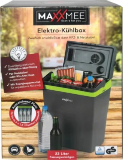 MAXXMEE Kühlbox - Wahlweise Via Netzkabel Oder KFZ-Anschluss - 22l Volumen - Grau/limegreen Kühlbox Camping Kühlschrank 22L Auto 12V 230V Thermobox Elektrisch Picknick Grau -Küchenbedarf Laden f6fb8b47249cb2c0414868e90b5a7aca