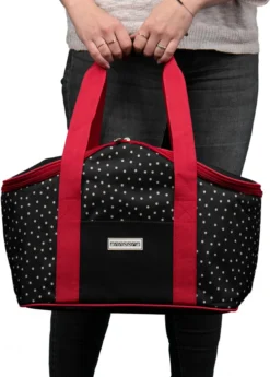 Anndora Kühltasche 20 L - Schwarz Weiß Gepunktet Isoliertasche Einkaufstasche - Snövit - Schwarz-Rot -Küchenbedarf Laden f79622f35322fc1c56049f14985411e6