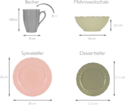 CreaTable 23819 Kombiservice Flora Colors Für 4 Personen, Porzellan, Mehrfarbig (1 Set, 16-teilig) -Küchenbedarf Laden f7c5ae1c84dc51587138e7691fb17ba6